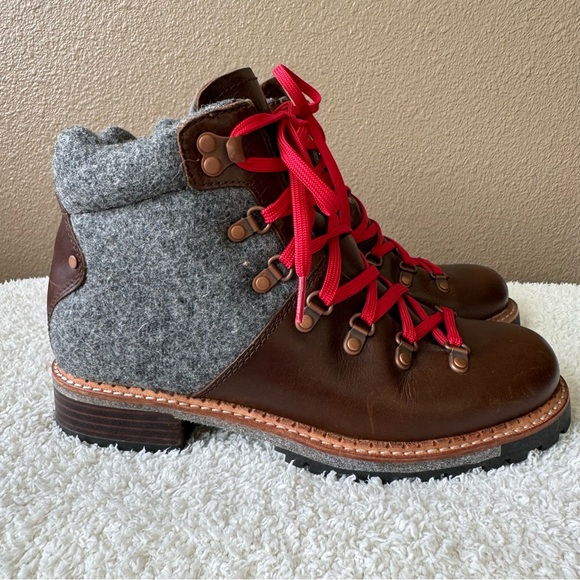 Woolrich Rockies wool Leather Hiking Boots red laces EUC - Picture 2 of 15